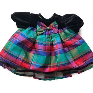 Bonnie Baby NY Plaid Christmas Holiday Dress 12M